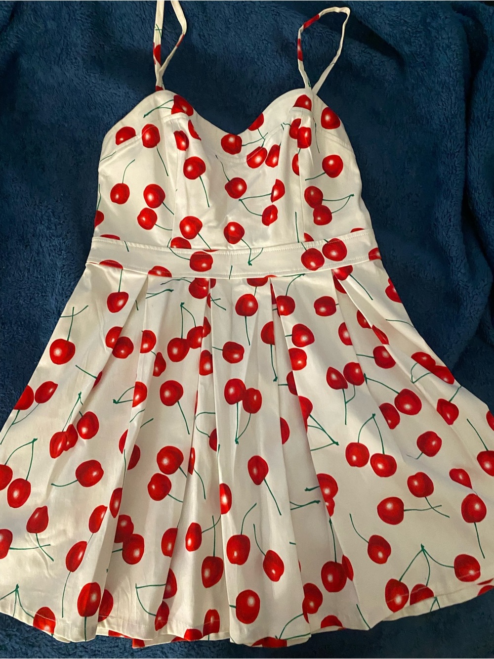 Marilyn Monroe White Sundress with Red Cherry Print